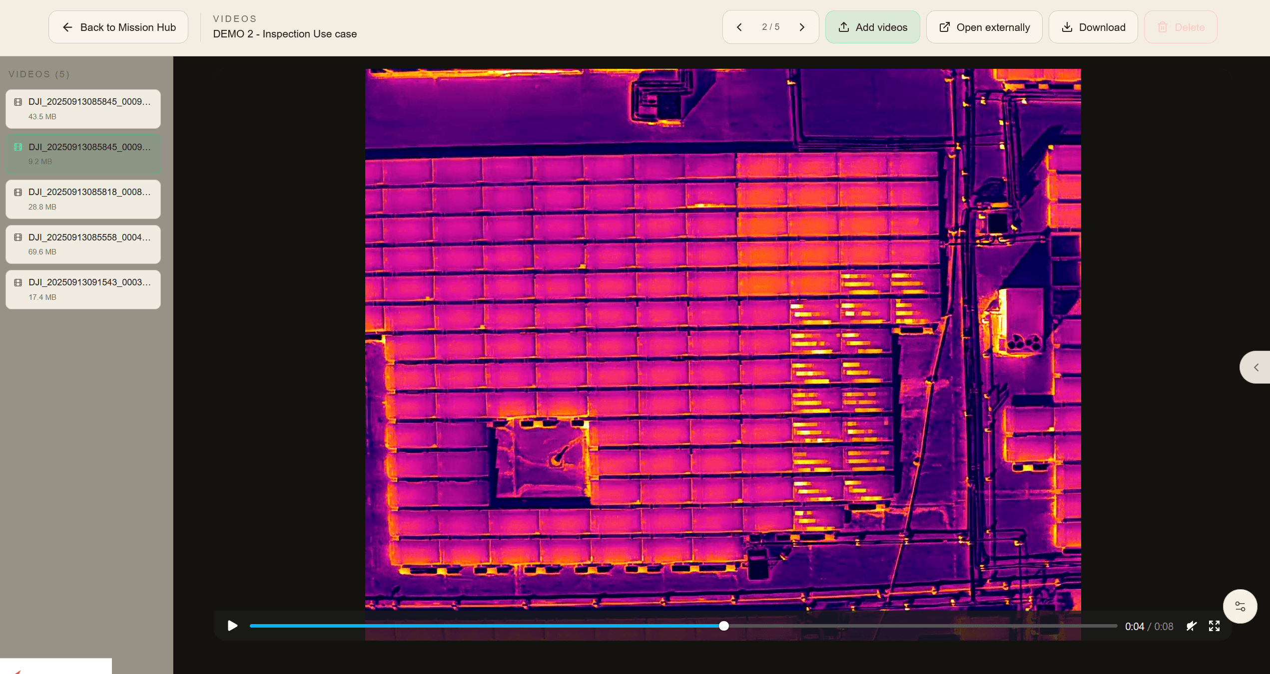 Hosted drone progress video playing in a SpearAtlas project video room